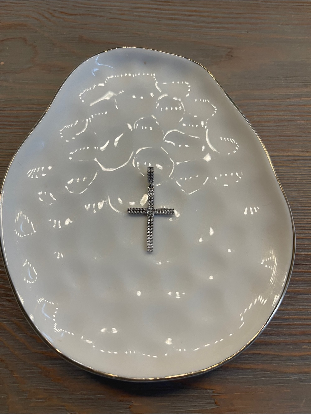 925 Sterling Silver Cross with Crystals by Sunlight.